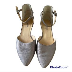 Paul Green Henly D’Orsay Metallic Leather Ankle Strap Pointed Toe Flat 7 1/2